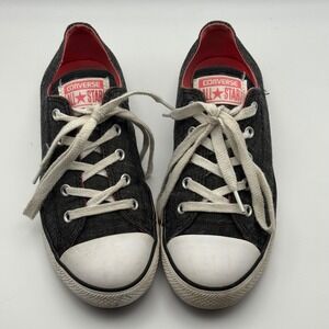 Converse Chuck Taylor All Star Black Denim Pink Accents Low Top Sneakers size 8